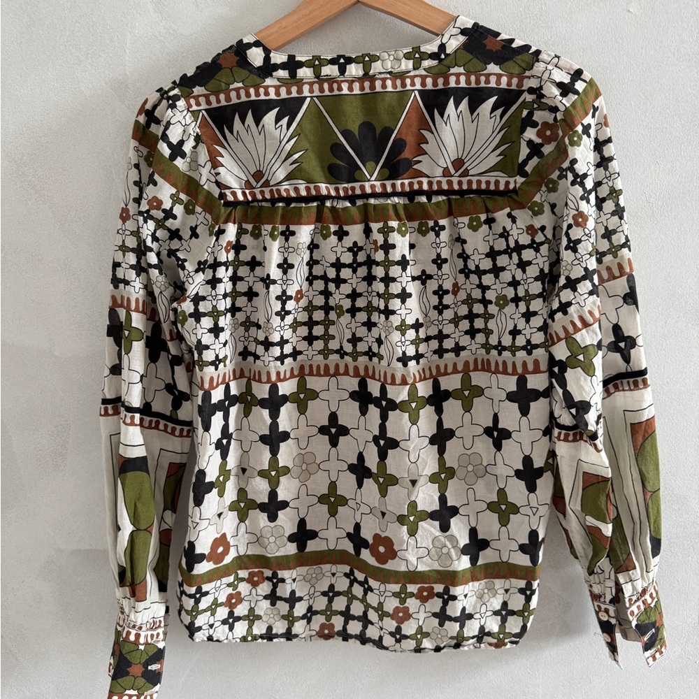 Cleobella - Patterned Button-Up Blouse - Size Xs - image 6